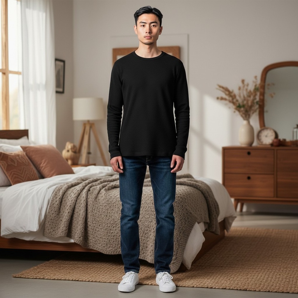 Avalanche NEW Outdoor Supply Co Men's Large Black Thermal Waffle Knit Sleepwear